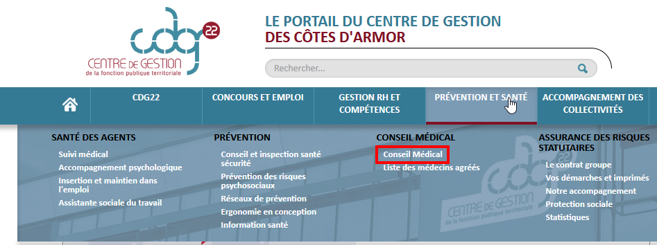 Navigation conseil médical